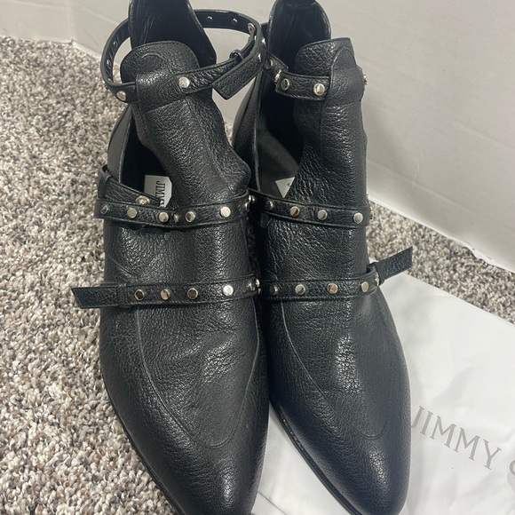 Authentic Jimmy Choo black Harley studs cut out boot new w duster 38 1/2  8 1/2 - Picture 2 of 10